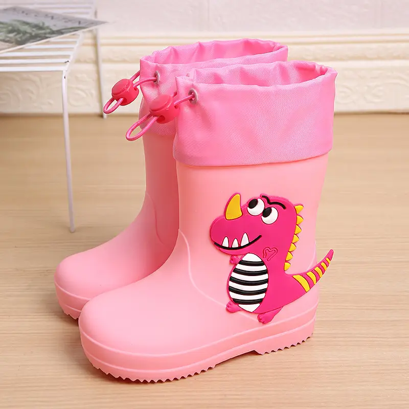 Children's Rain Boots Cartoon Dinosaur Cute Boys and Girls Waterproof Rain Boots Baby Kidsren Non-Slip Water Shoes Student Rubber Shoes