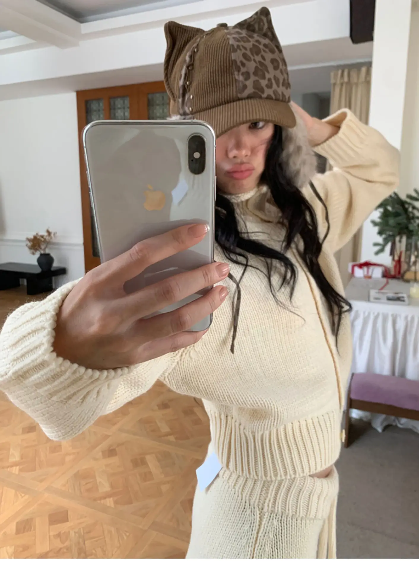 Women's Winter Leopard Print Plush Cat Ear Cap — feature 14