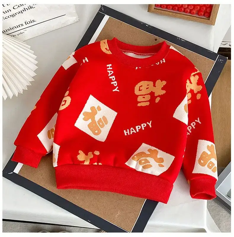 Children's Fleece Sweater New Year's Greetings Warm Long Sleeve — feature 46