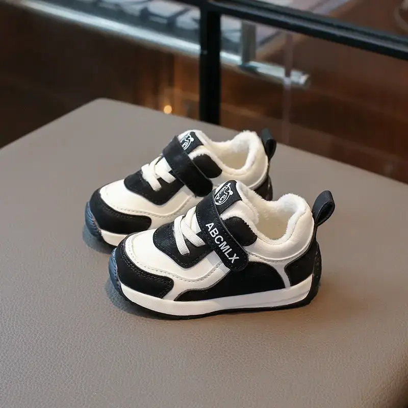 Baby Boy Winter Warm Sneakers Green White Soft Sole