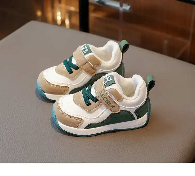 Baby Boy Winter Warm Sneakers Green White Soft Sole — feature 18