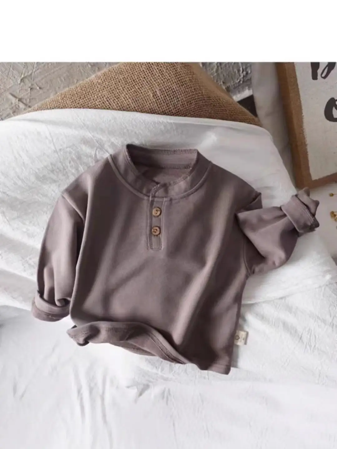Brown Cotton T-Shirt for Boys Girls Stretch Base Casual Top - Image 5
