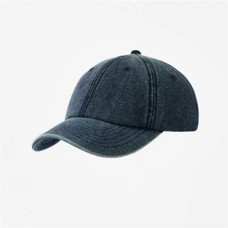Gray Retro Washed Baseball Cap with Peaked Brim - Image 2