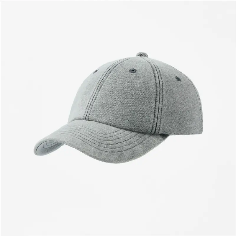 Gray Retro Washed Baseball Cap with Peaked Brim - Image 5