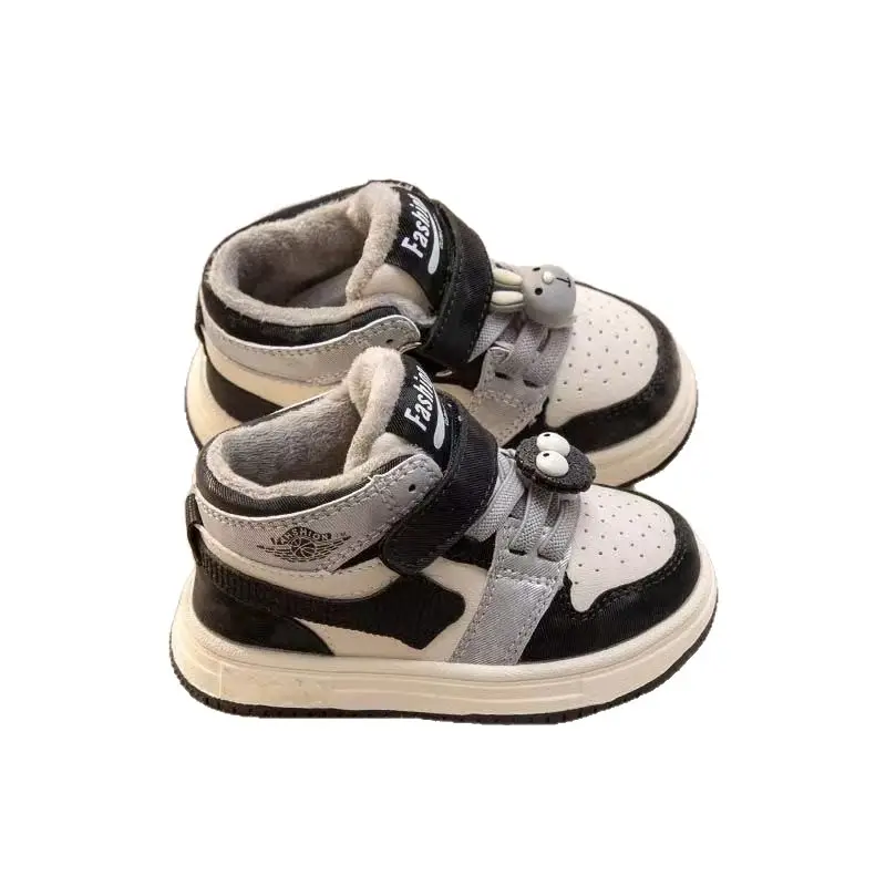 Baby Shoes 2025 Autumn and Winter Velvet Sports Shoes for Men and Women Cotton Shoes Soft Sole Baby Toddler Shoes Casual High-Top Sneakers