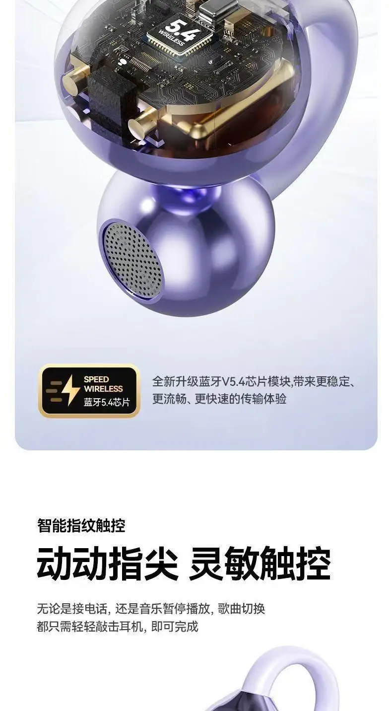 [Hot-Selling E-Commerce Product] Bluetooth Headset Ear Clip Type Wireless Air Bone Conduction Ultra-Long Battery Life for Sports Running and Calling — feature 17