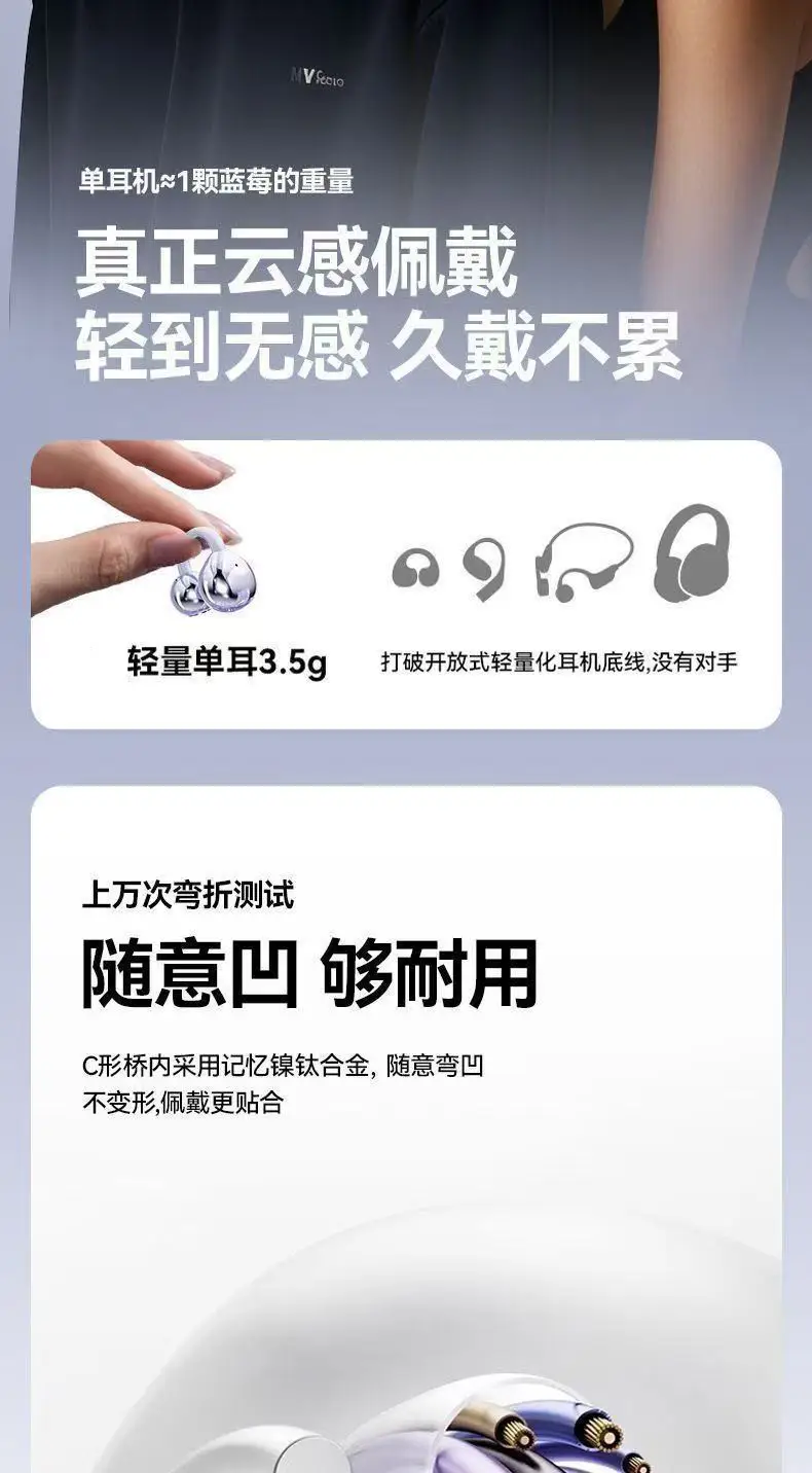 [Hot-Selling E-Commerce Product] Bluetooth Headset Ear Clip Type Wireless Air Bone Conduction Ultra-Long Battery Life for Sports Running and Calling — feature 9