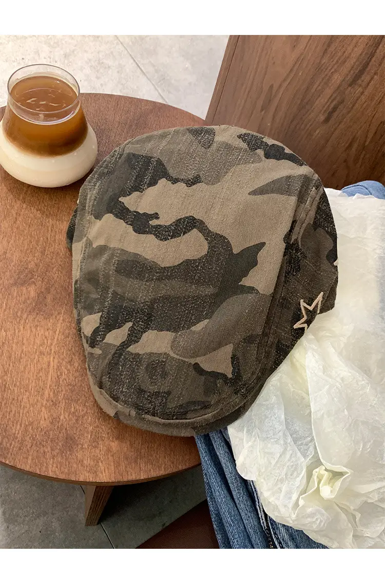 Women American Retro Camouflage Cap Winter Beret Sweet Cool Style — feature 11