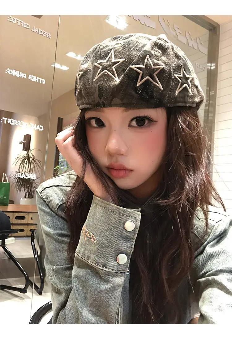 Women American Retro Camouflage Cap Winter Beret Sweet Cool Style — feature 9