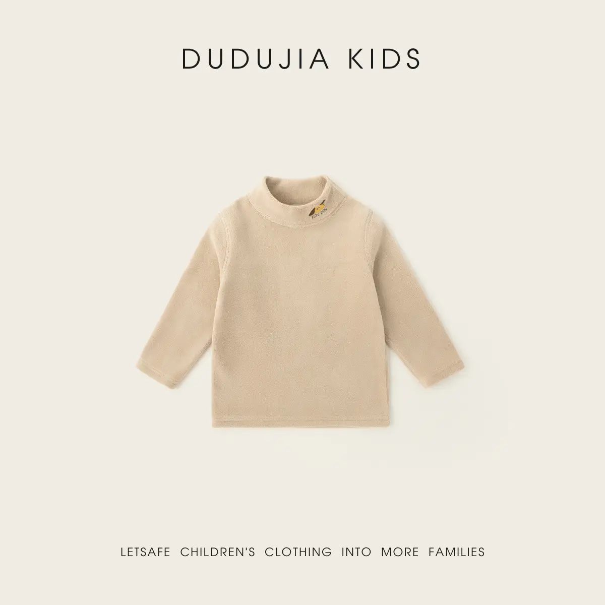 Dudu Kids Half-Turtleneck T-Shirt Purple Beige - Image 7