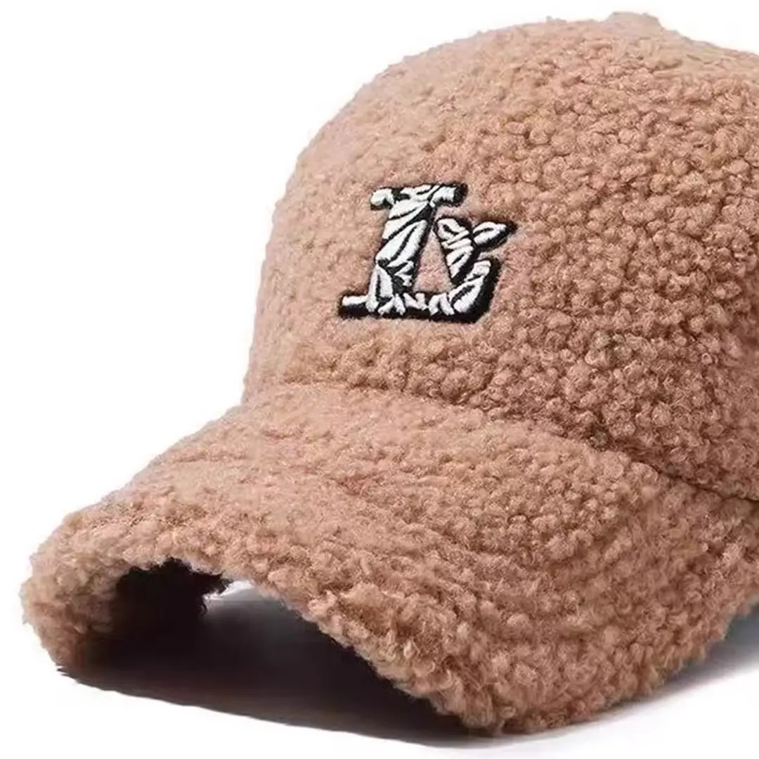 New Lamb Wool Plush Face Cap for Women Winter Warm Embroidered - Image 8