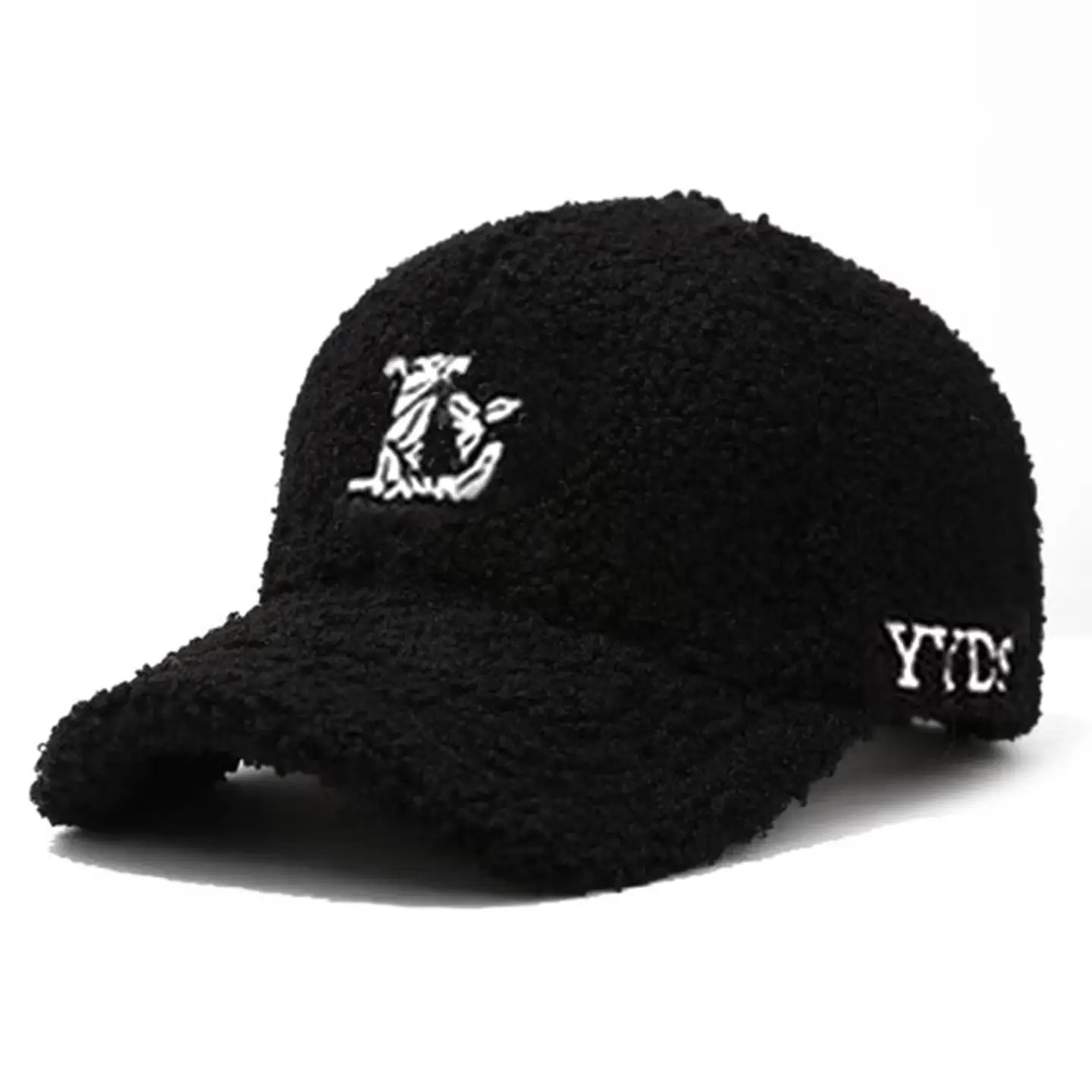 New Lamb Wool Plush Face Cap for Women Winter Warm Embroidered - Image 3