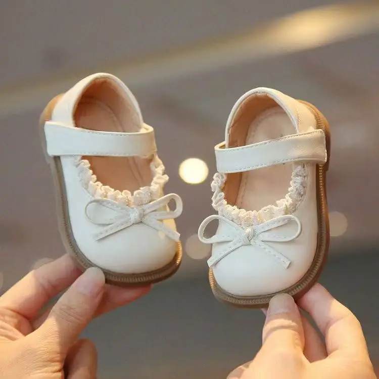 White Pearl Bow Baby Toddler Shoes 2025