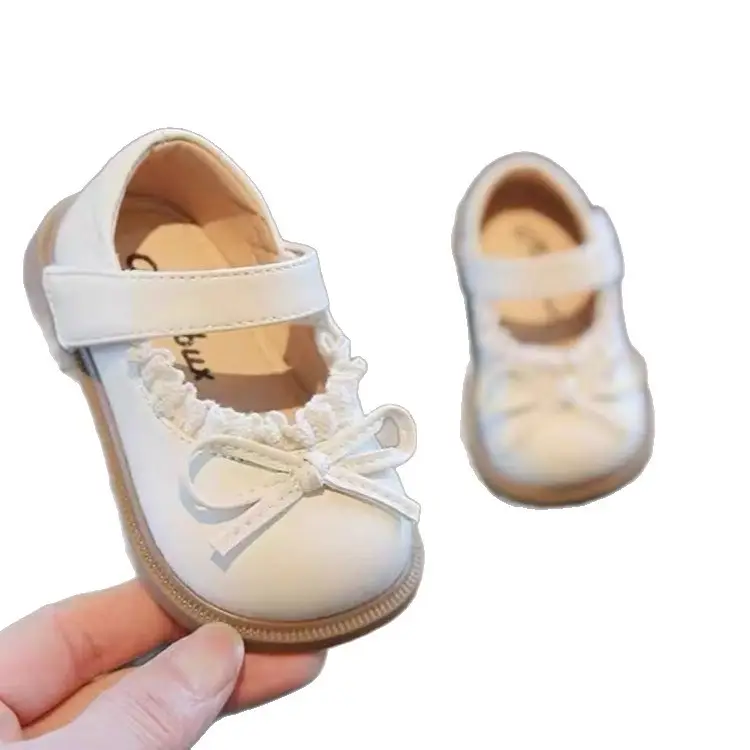 White Pearl Bow Baby Toddler Shoes 2025