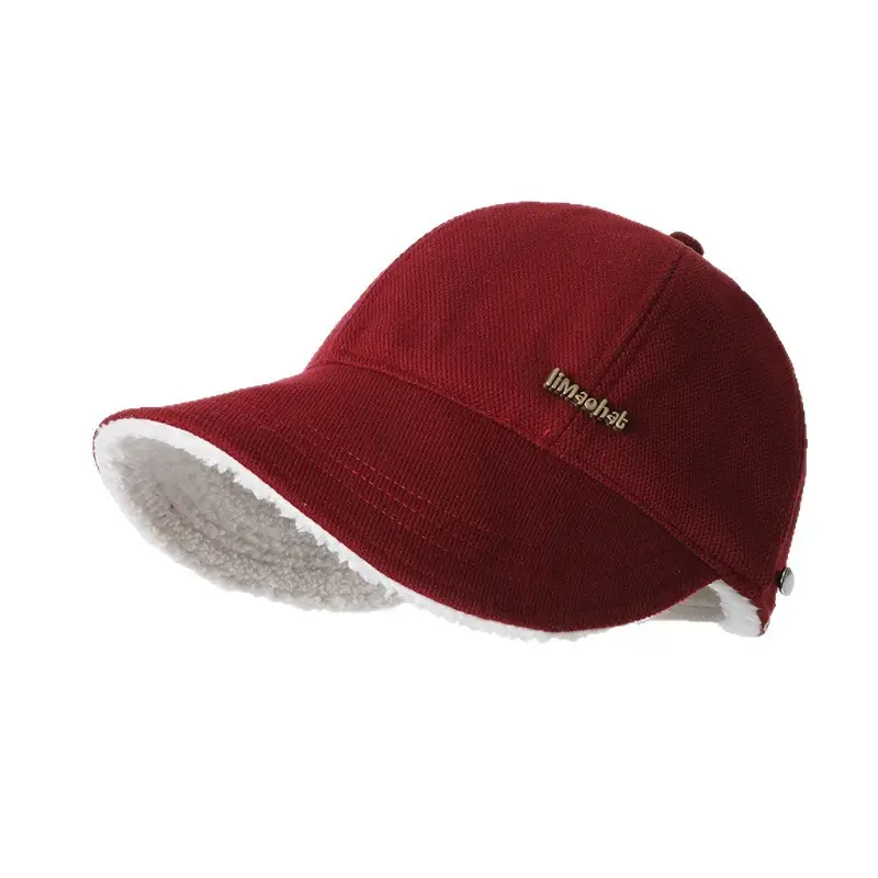 Fleece Lined Fisherman's Cap Women Red 56x62cm - Image 8