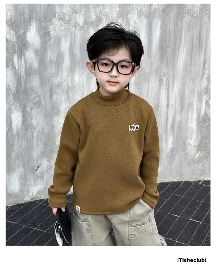 Boys Fleece Turtleneck Winter Top Beige — feature 13