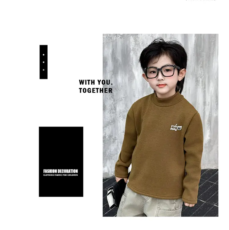 Boys Fleece Turtleneck Winter Top Beige — feature 14