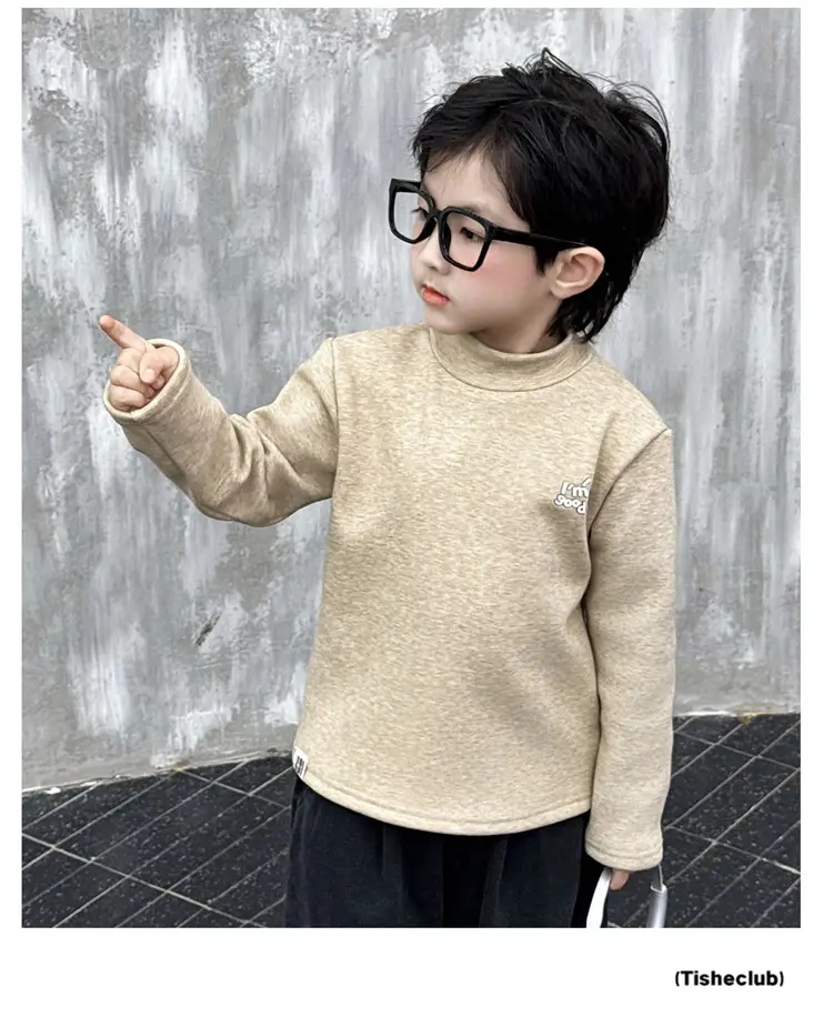 Boys Fleece Turtleneck Winter Top Beige — feature 8