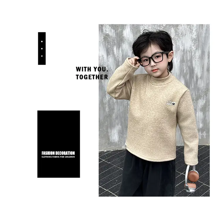 Boys Fleece Turtleneck Winter Top Beige — feature 9