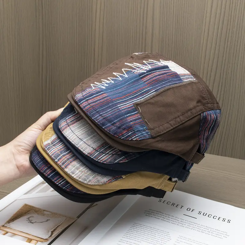Vintage British Beret Patchwork Cap for Women Men - Image 5