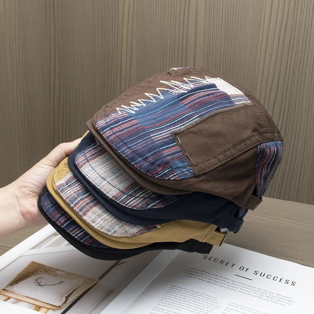 Vintage British Beret Patchwork Cap for Women Men — feature 1