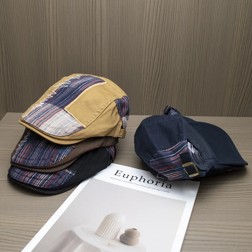 Vintage British Beret Patchwork Cap for Women Men — feature 2