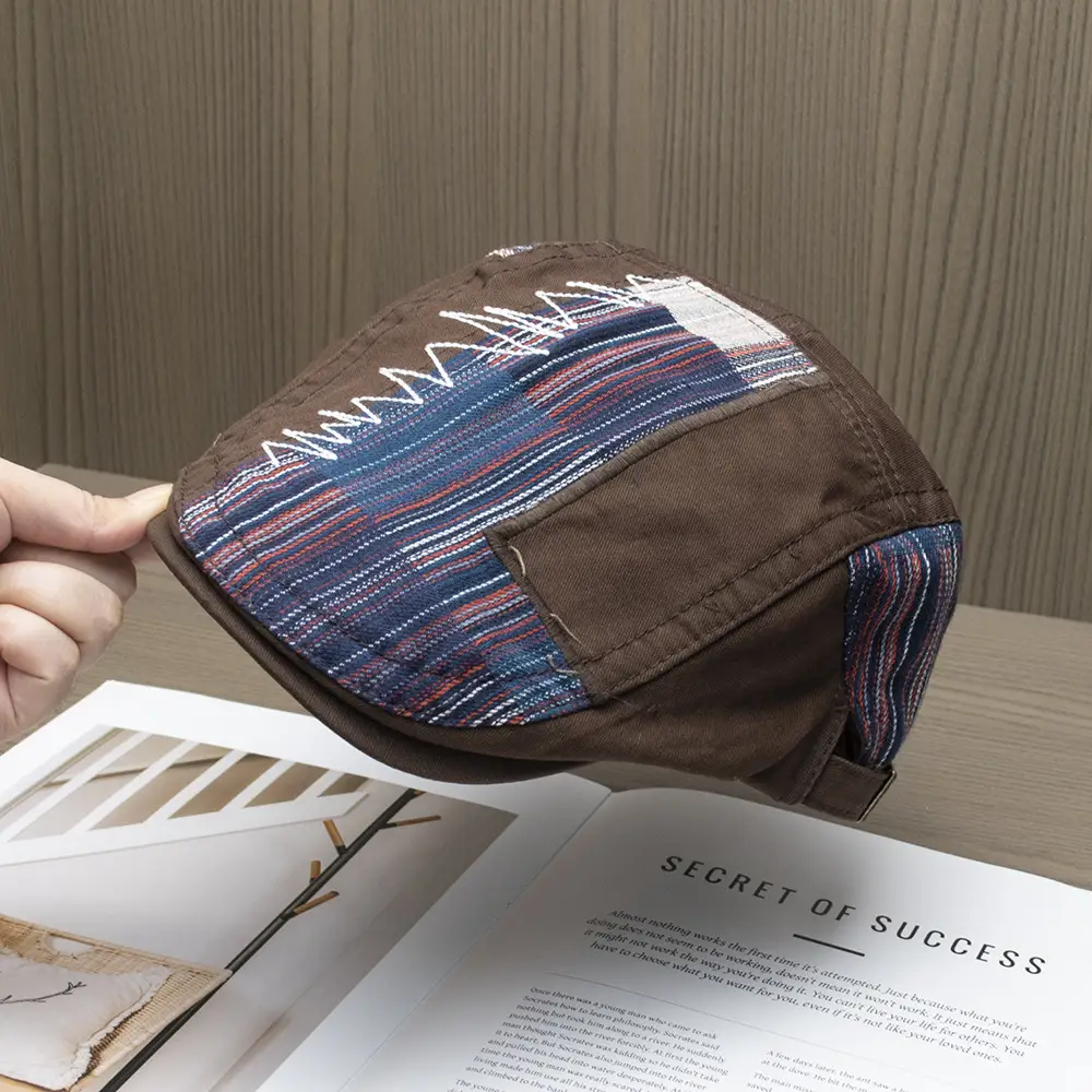 Vintage British Beret Patchwork Cap for Women Men — feature 6