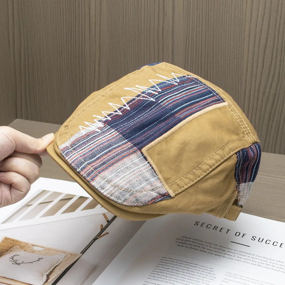 Vintage British Beret Patchwork Cap for Women Men — feature 8