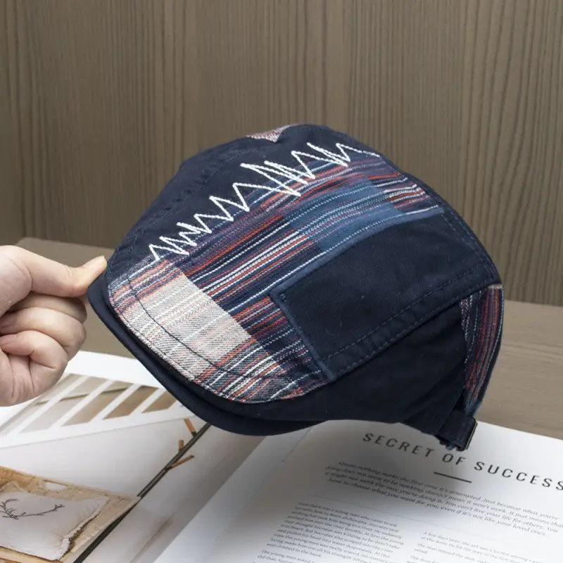 Vintage British Beret Patchwork Cap for Women Men - Image 2