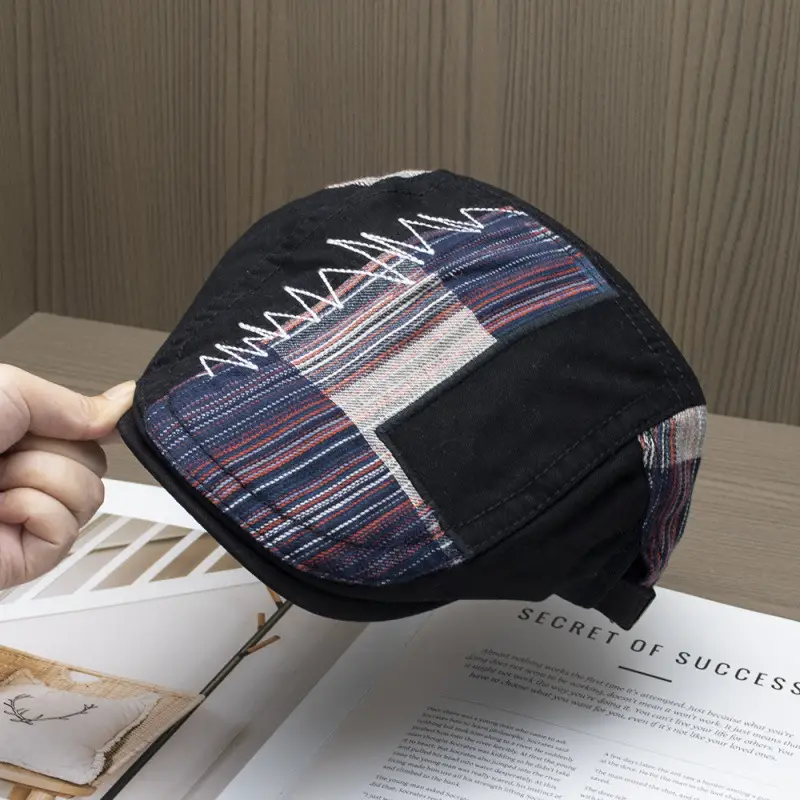 Vintage British Beret Patchwork Cap for Women Men - Image 4