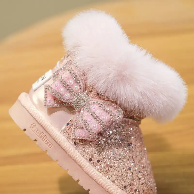 Baby Girl Fleece Lined Snow Boots Pink Sparkle — feature 11