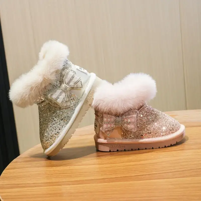 Baby Girl Fleece Lined Snow Boots Pink Sparkle — feature 9