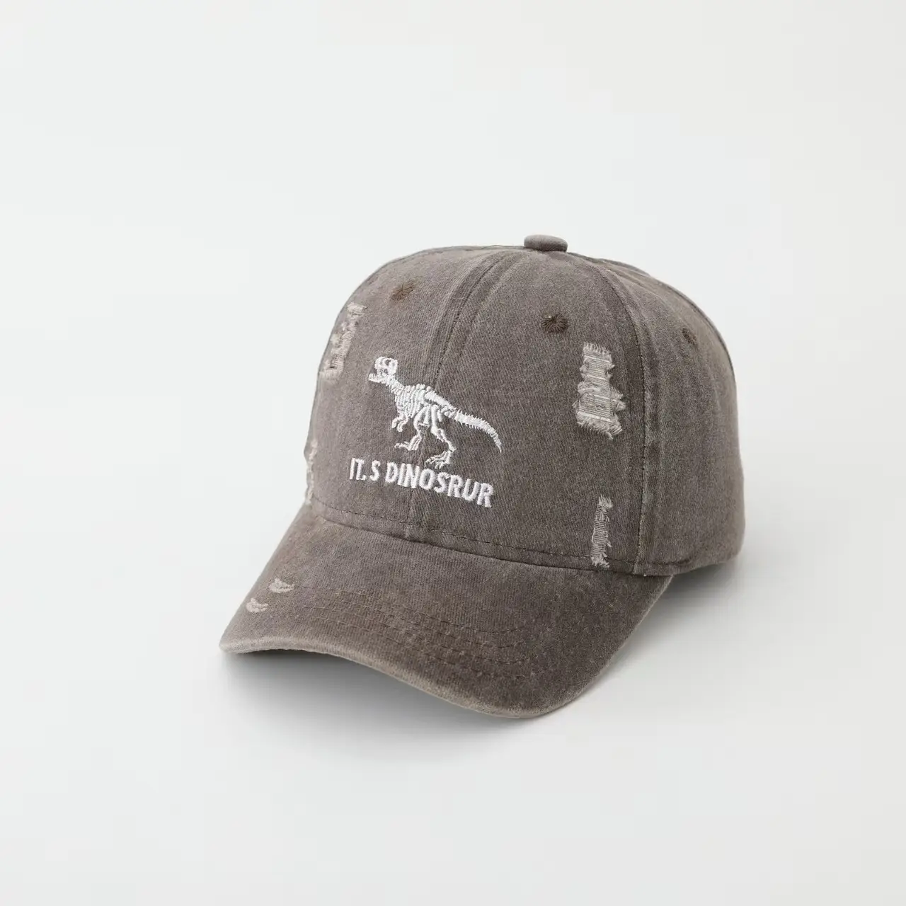 Kids Baseball Caps Korean Fashion Retro Dinosaur Green Gray Beige