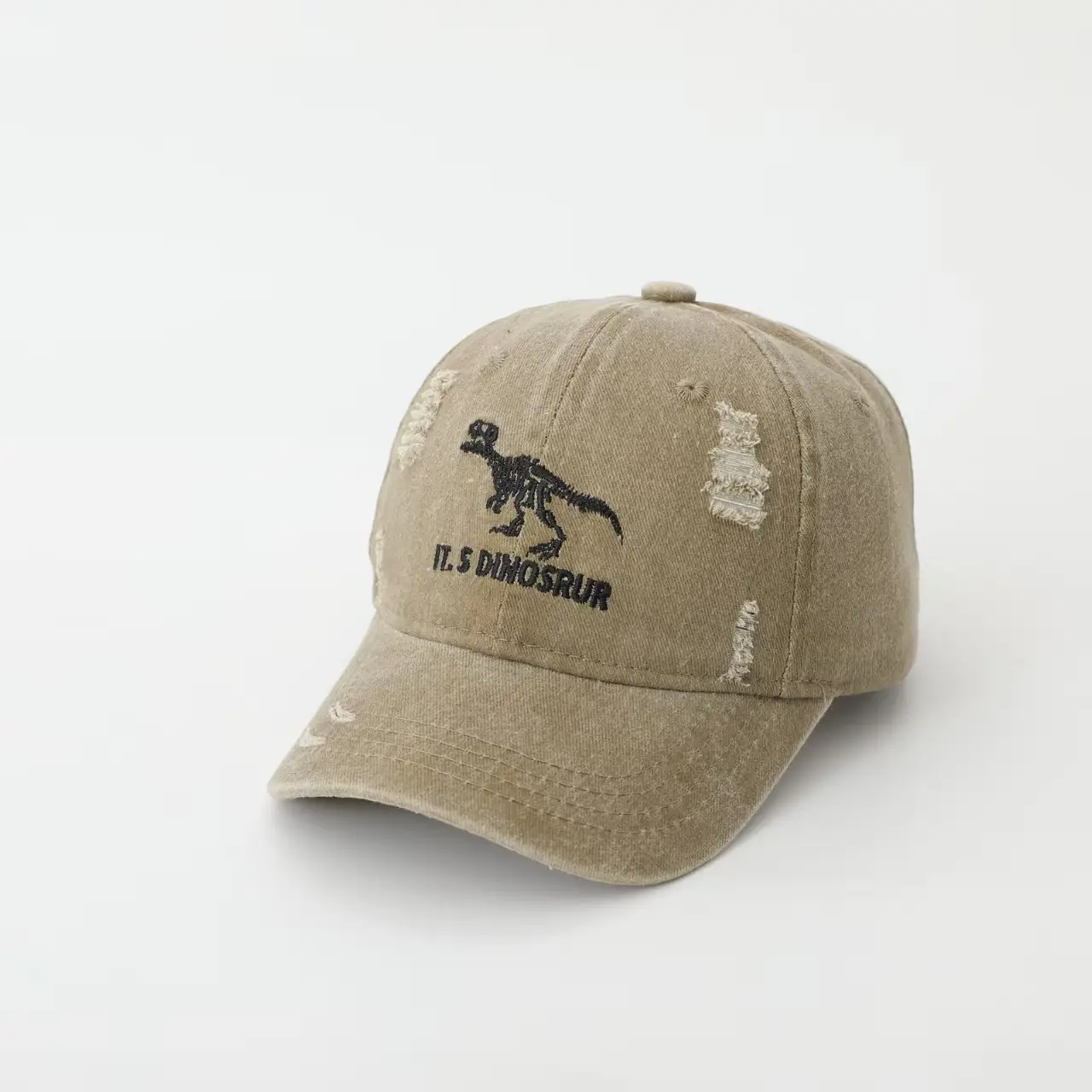 Kids Baseball Caps Korean Fashion Retro Dinosaur Green Gray Beige