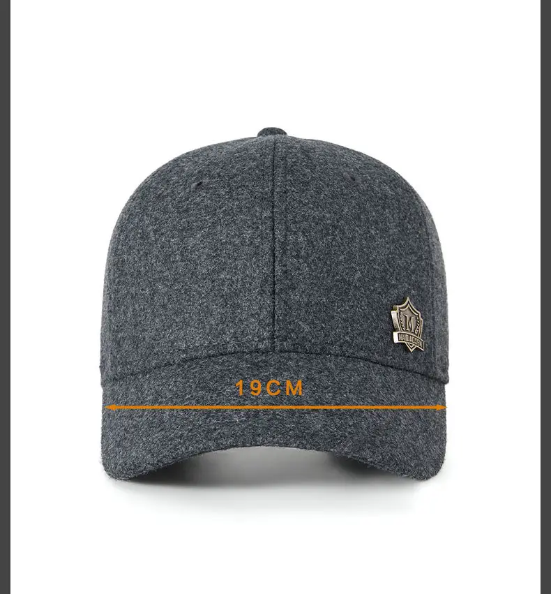 Winter Woolen Baseball Cap Black Adjustable Elderly Men — feature 18