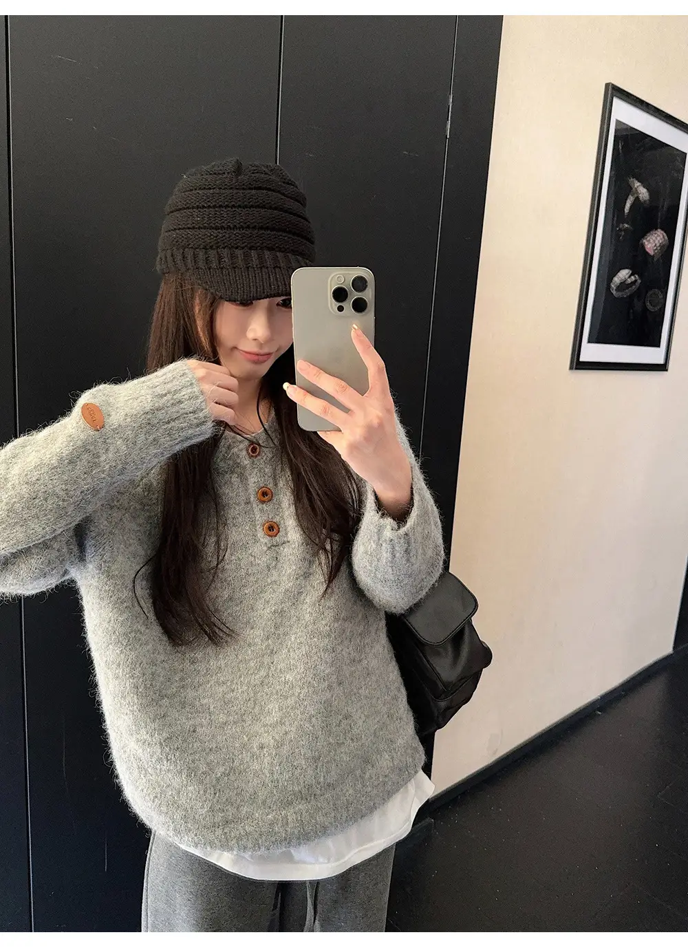Henry Collar Knitted Sweater for Women in Autumn and Winter, Thickeneded and Warm Button Design, Long Sleeves, Fashionable Soft and Waxy Inner Layering Top — feature 17