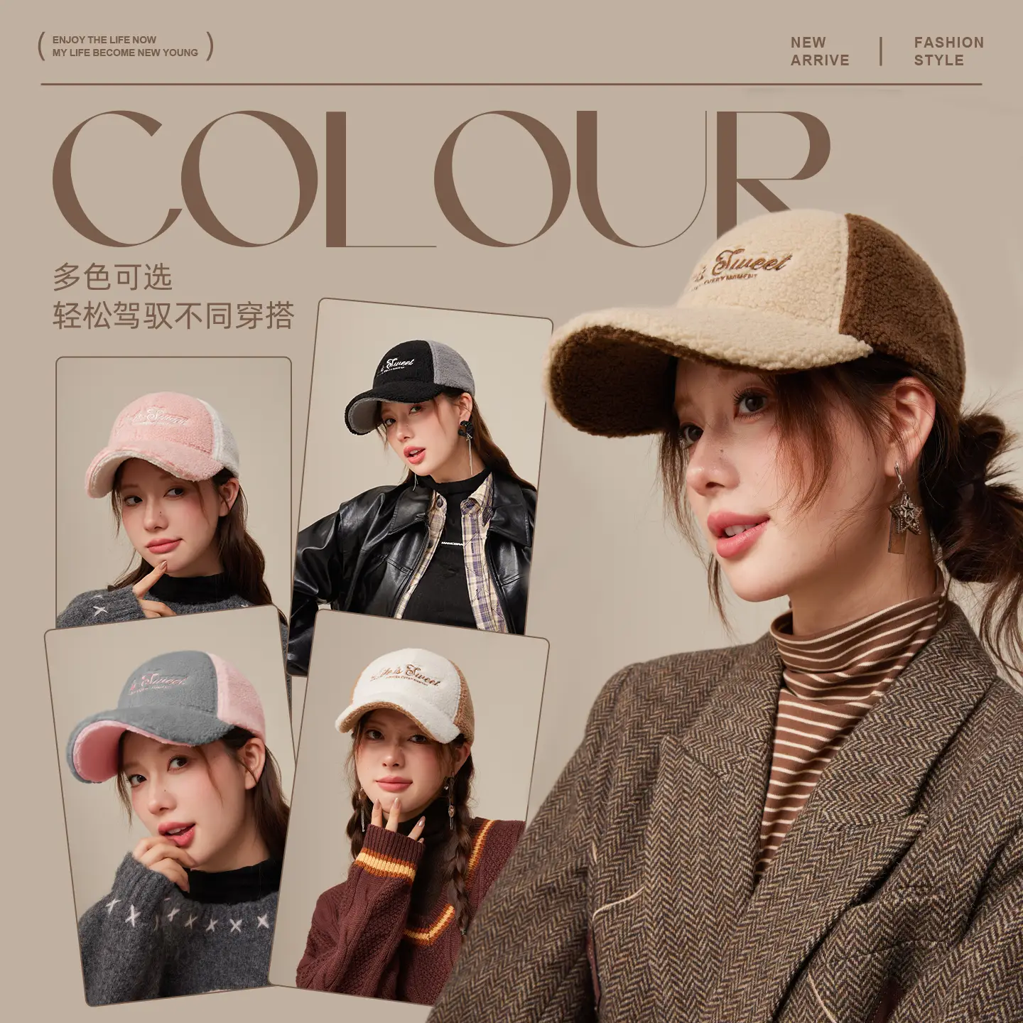 Lamb Wool Baseball Cap for Women Autumn Winter Face Slimming 8cm - Image 9