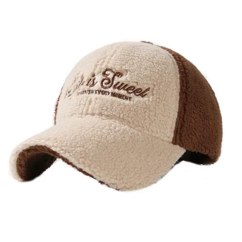 Lamb Wool Baseball Cap for Women Autumn Winter Face Slimming 8cm - Image 10