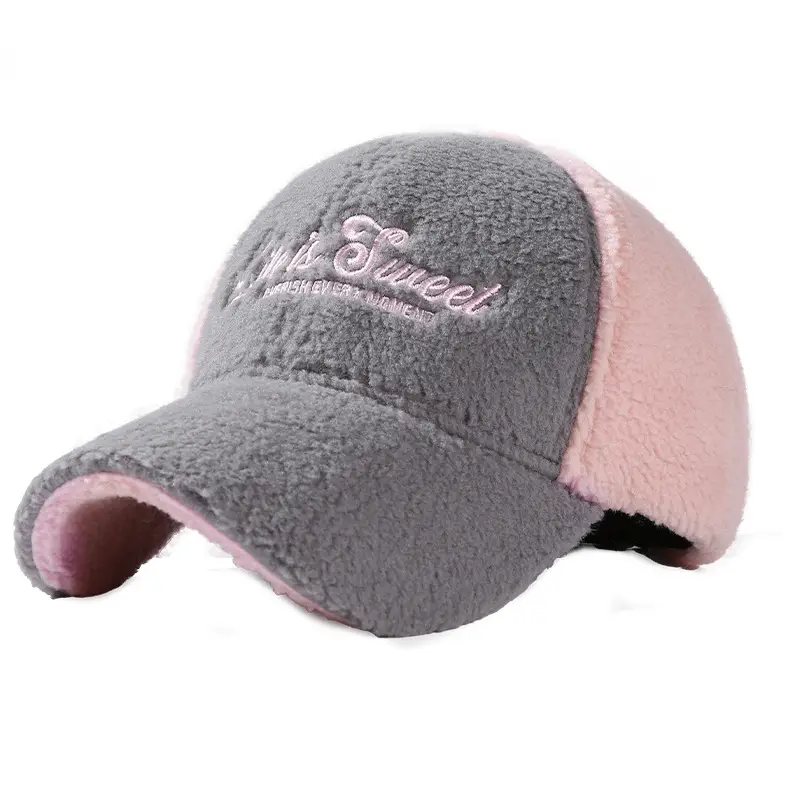 Lamb Wool Baseball Cap for Women Autumn Winter Face Slimming 8cm - Image 3