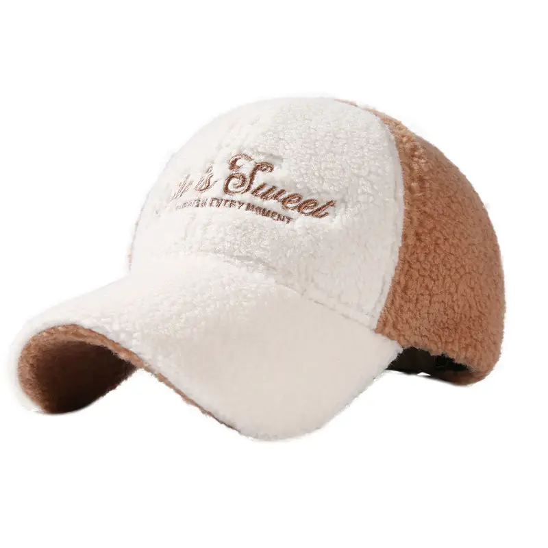Lamb Wool Baseball Cap for Women Autumn Winter Face Slimming 8cm - Image 4
