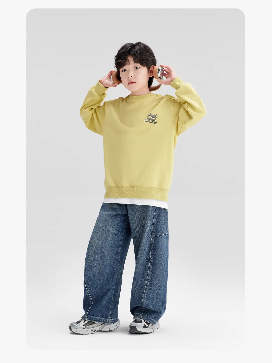 Boys' Spring Pants, Autumn Jeans, Spring and Autumn Straight-Leg Pants, Big Kids' 2026 New Style, Curved Pants, Wide-Leg Pants