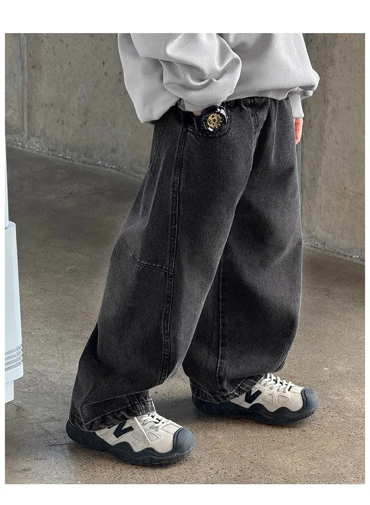 Boys' Spring Pants, Autumn Jeans, Spring and Autumn Straight-Leg Pants, Big Kids' 2026 New Style, Curved Pants, Wide-Leg Pants — feature 10