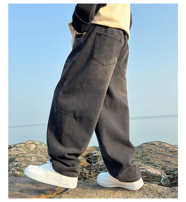 Boys' Spring Pants, Autumn Jeans, Spring and Autumn Straight-Leg Pants, Big Kids' 2026 New Style, Curved Pants, Wide-Leg Pants — feature 11