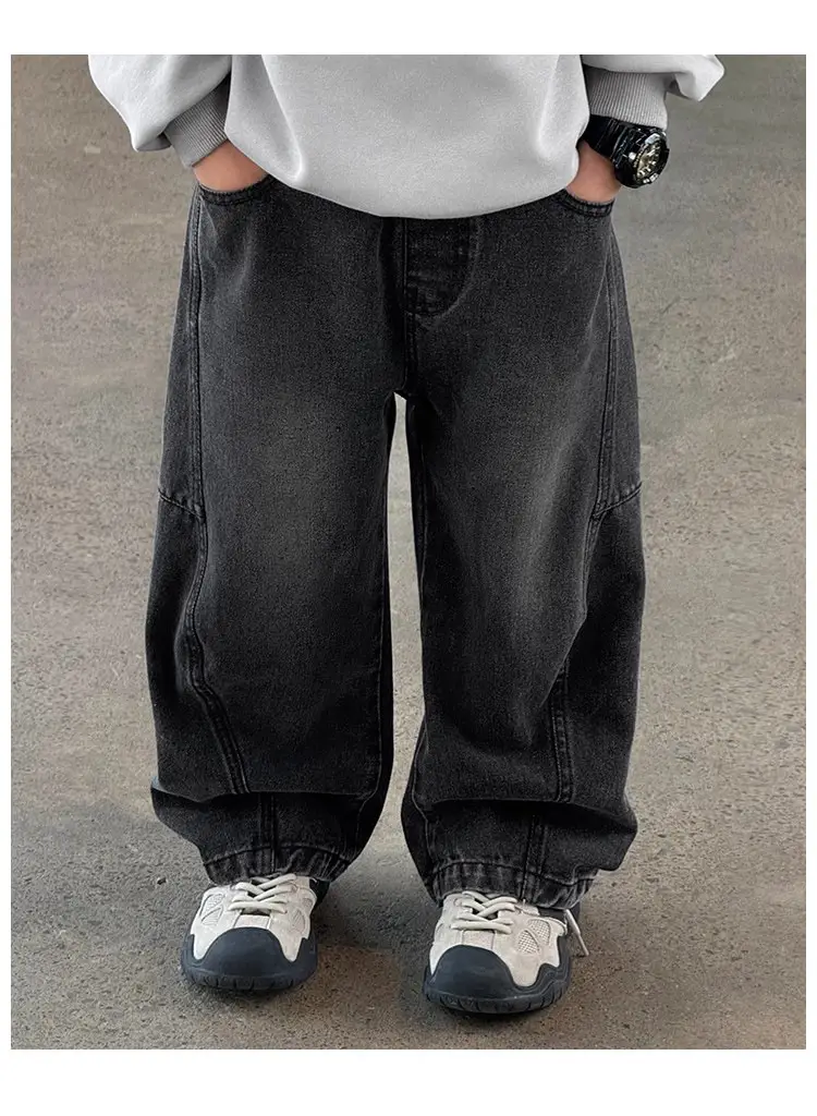 Boys' Spring Pants, Autumn Jeans, Spring and Autumn Straight-Leg Pants, Big Kids' 2026 New Style, Curved Pants, Wide-Leg Pants — feature 8