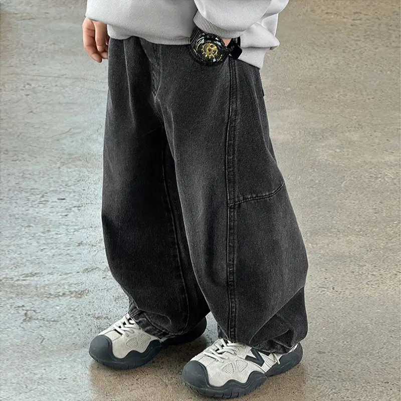 Boys' Spring Pants, Autumn Jeans, Spring and Autumn Straight-Leg Pants, Big Kids' 2026 New Style, Curved Pants, Wide-Leg Pants