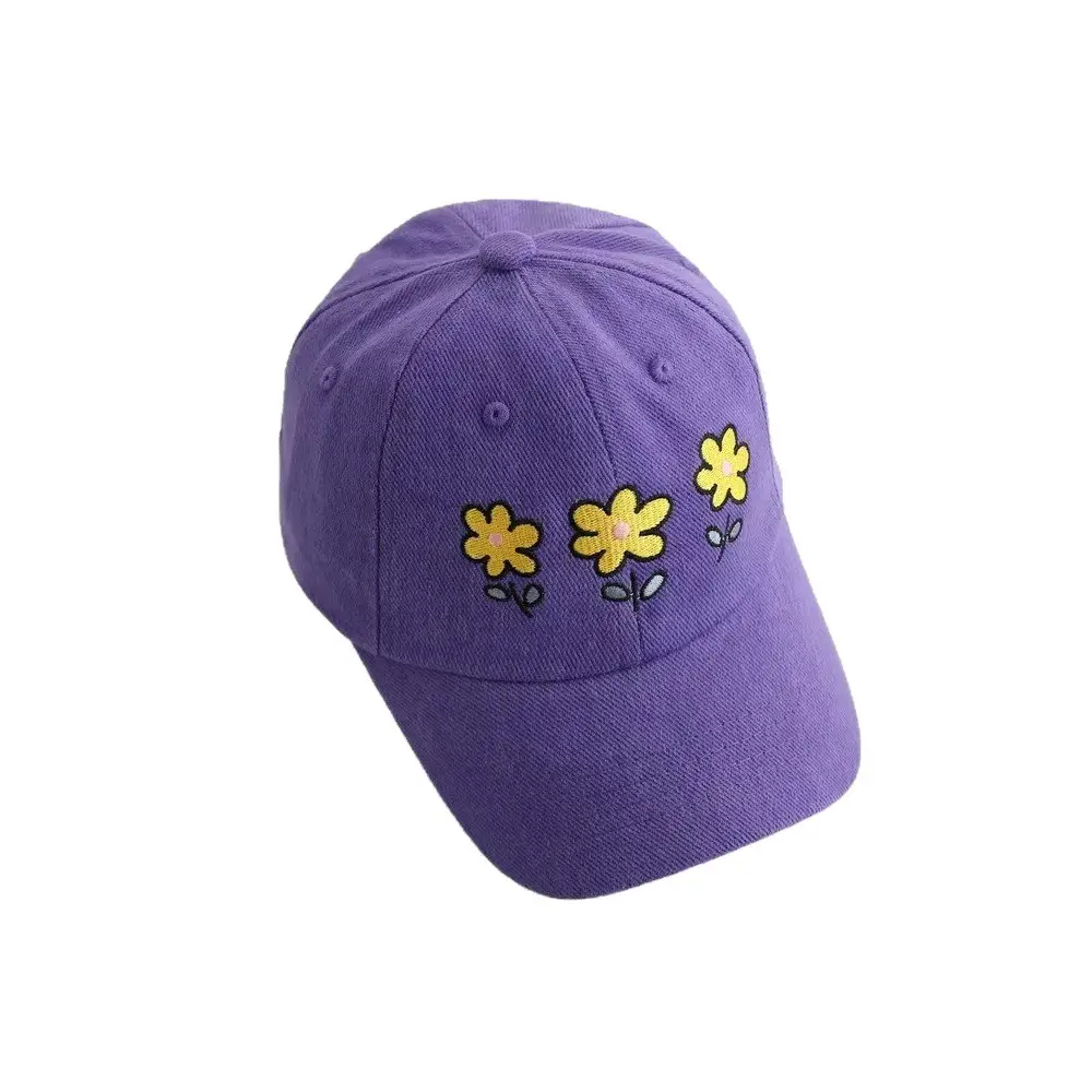 Children's Purple Flower Embroidered Peaked Cap - Image 10
