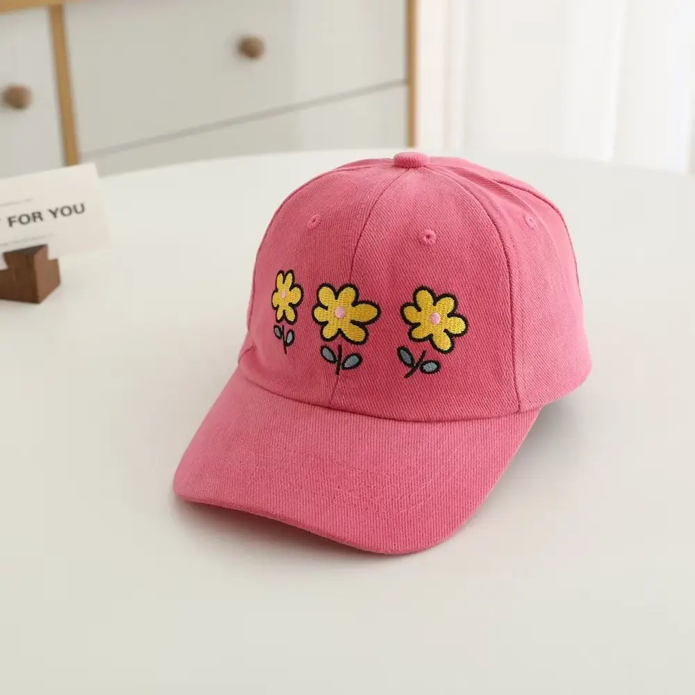 Children's Purple Flower Embroidered Peaked Cap — feature 8