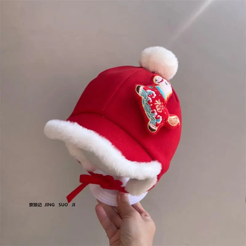 Red New Year Baby Hat with Ear Protection - Image 2