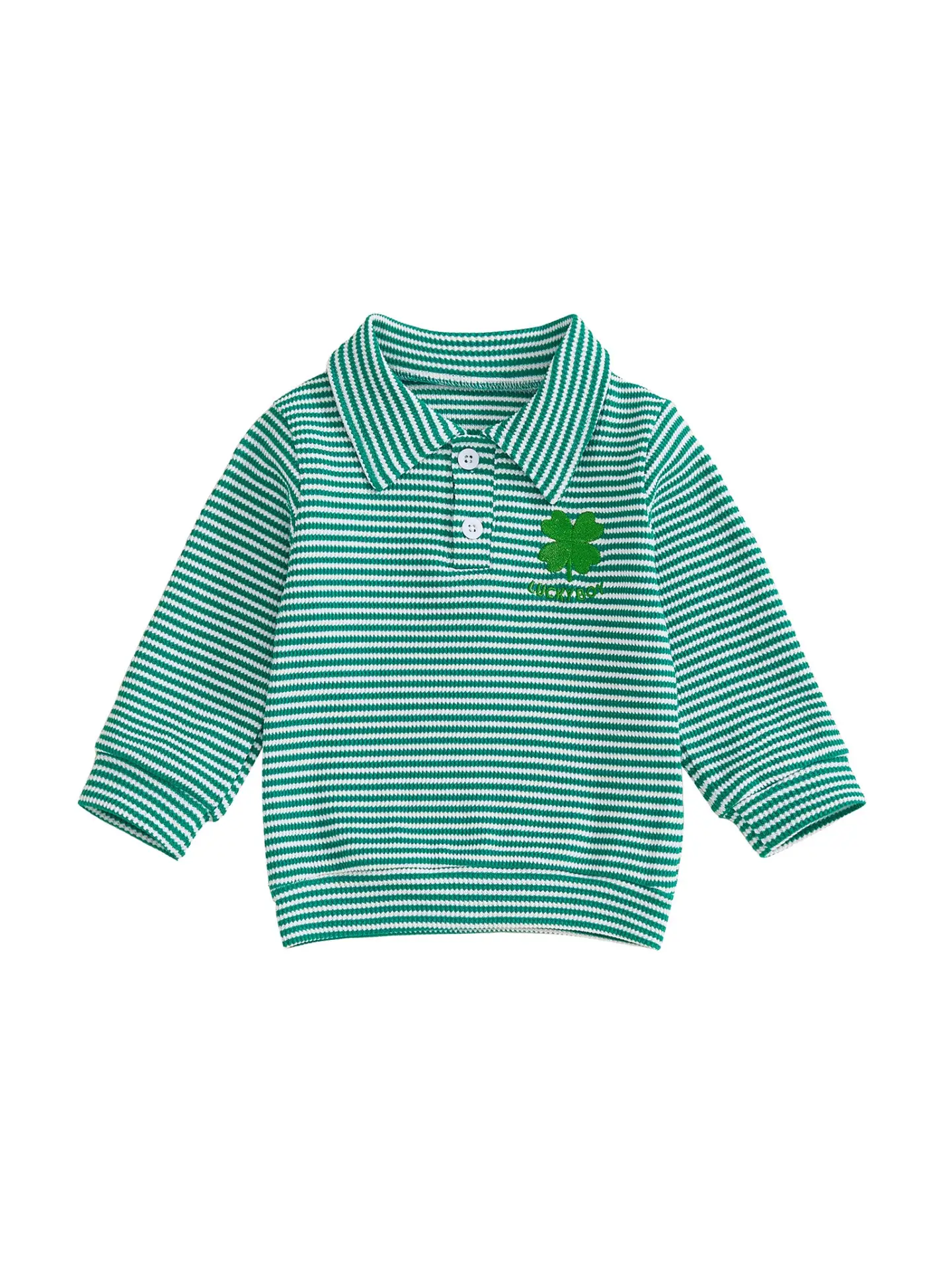 Boys Striped Polo Shirt Green White 2026