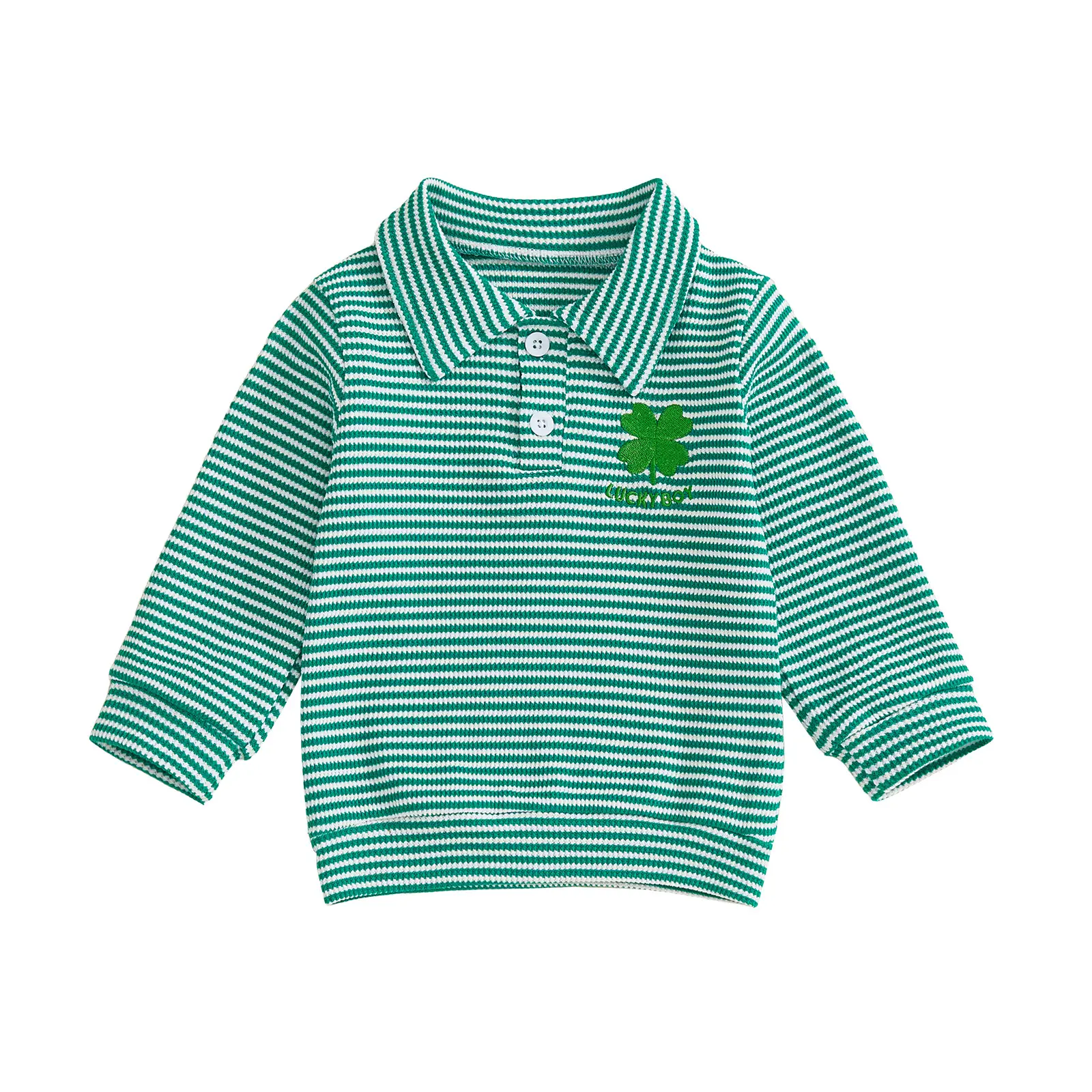 Boys Striped Polo Shirt Green White 2026 — feature 2